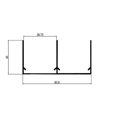Aluminijumska gornja šina MT-1-2K-80 /crna/ L=3m
